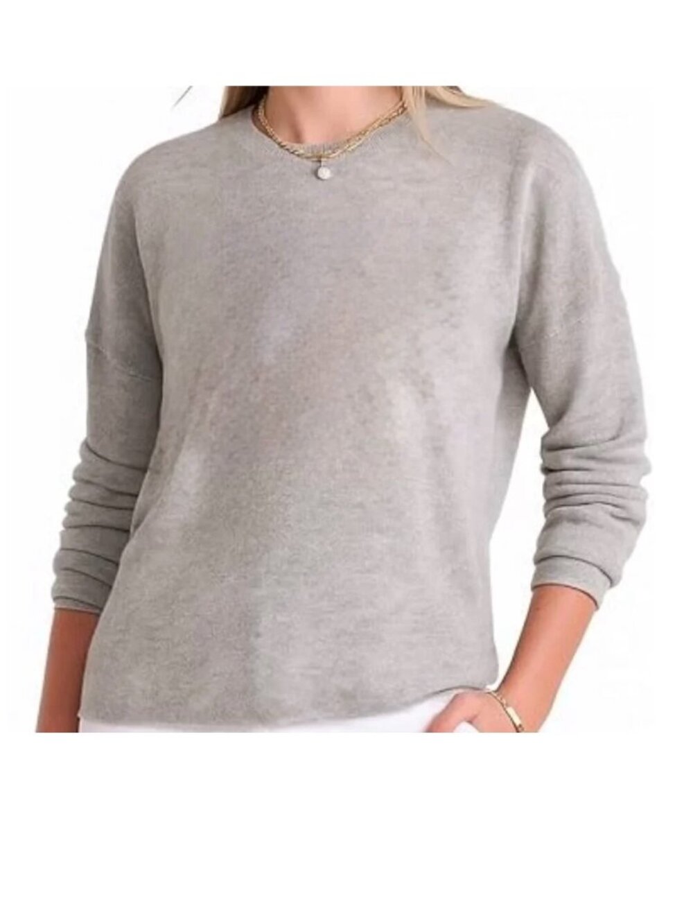 Vineyard Vines 100% Cashmere Sweater Pale Gray Crew Neck Women's L NEW